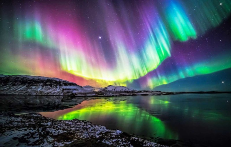 Create meme: Northern lights, polar lights, The northern lights the Aurora borealis