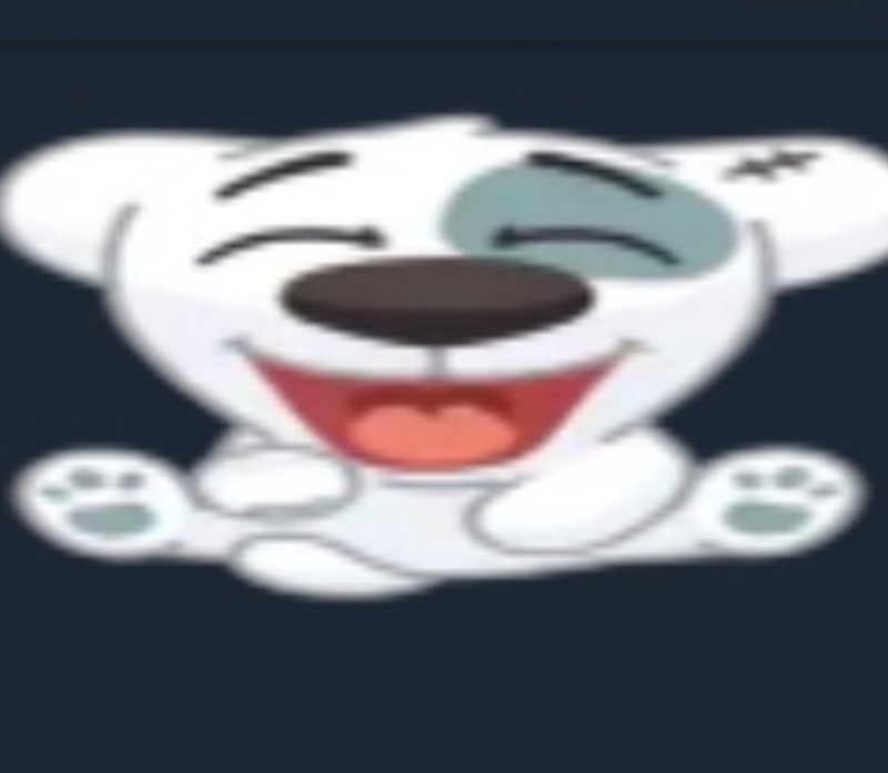 Create meme: spotty the dog, spotty sticker with tongue, spotty on a black background