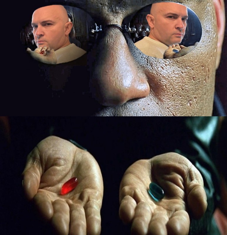 Create meme: Morpheus two pills, morpheus pills, Morpheus offers neo pills