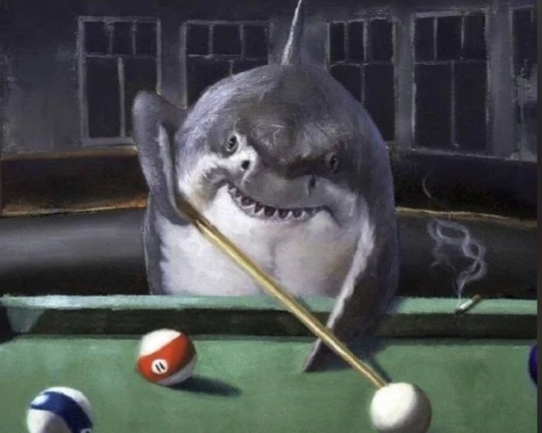 Create meme: billiard sharks, An artist paints sharks, shark 