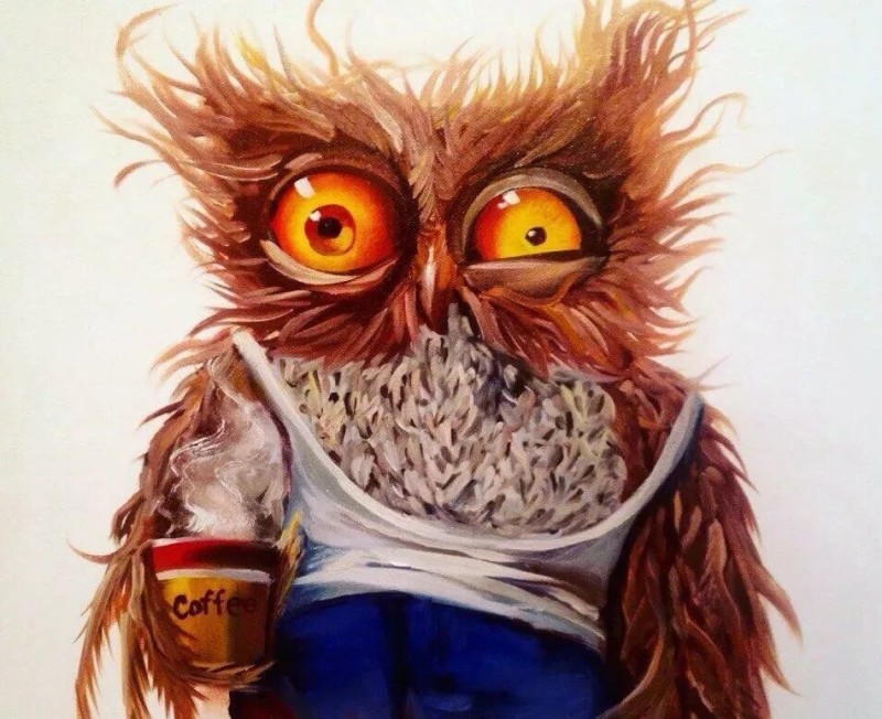 Create meme: sleepy owl, coffee owl, sleepy owl coffee
