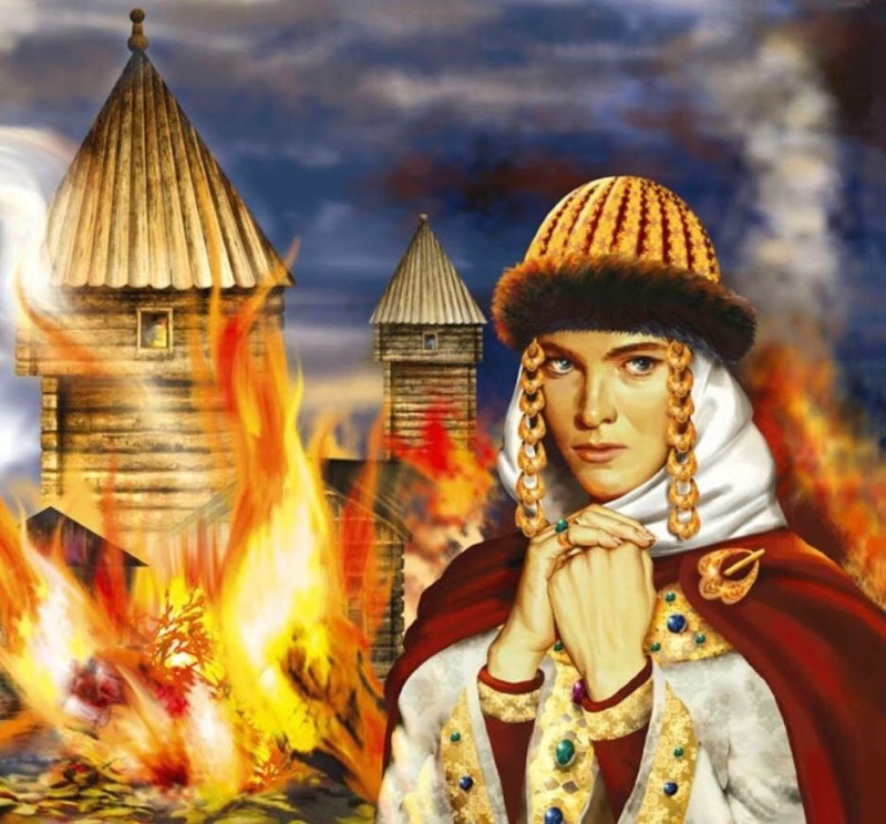 Create meme: Princess Olga's revenge on the Drevlyans, The revenge of Princess Olga, Princess Olga burned down the city