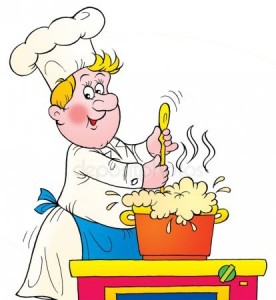 Create meme: nanny cook picture, cook with a pan drawing, chef pictures for kids