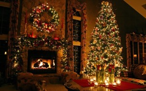 Создать мем: новый год картинки красивые, рождественский камин, новогодняя елка и камин