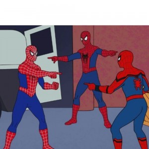Создать мем: 3 человека паука мем, человек паук и человек паук мем, мем два человека паука