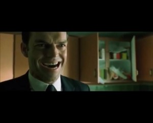 Create meme: agent Smith laughs, agent Smith laughing