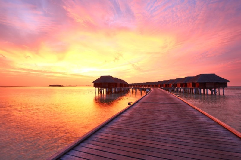 Create meme: Sunset in the Maldives, in the Maldives, beautiful sunset
