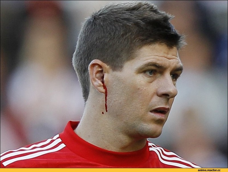 Create meme: Steven Gerrard , bleeding from the ears, Gerrard