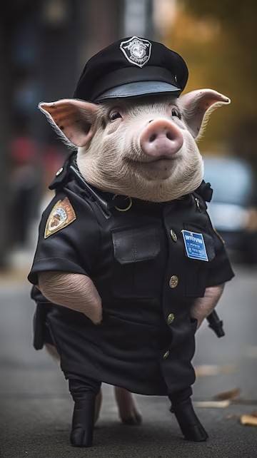 Создать мем: свинья, свинья в каске, свинья полицейский