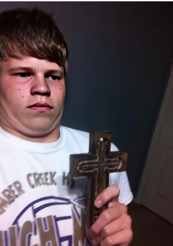 Create meme: meme Begone with cross, the guy with the cross, Begone 