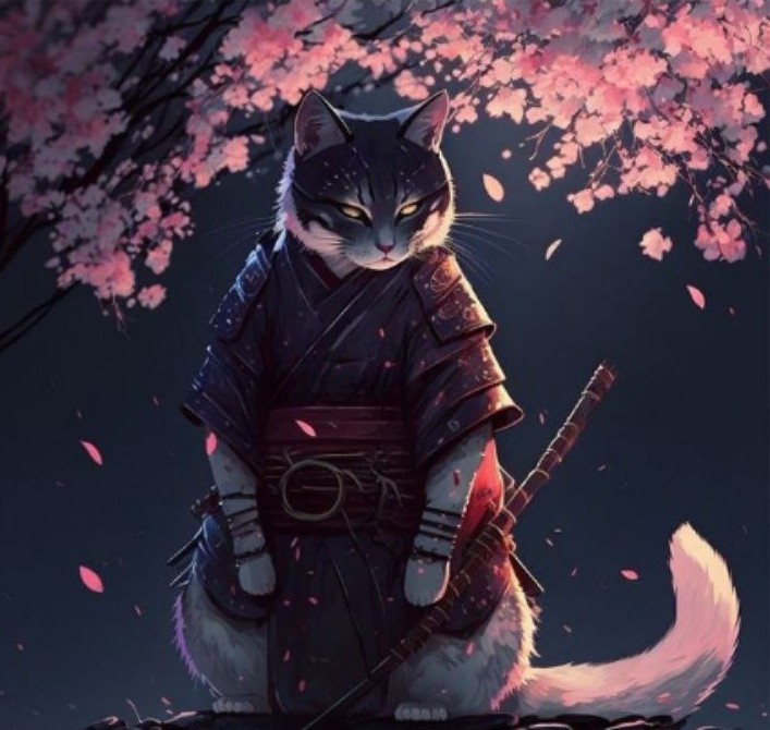 Создать мем: самурай, samurai cats, самурай кот