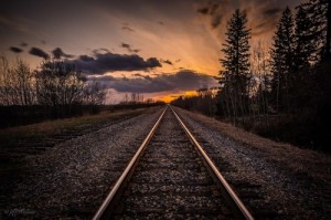 Create meme: track, the evening sunset, train