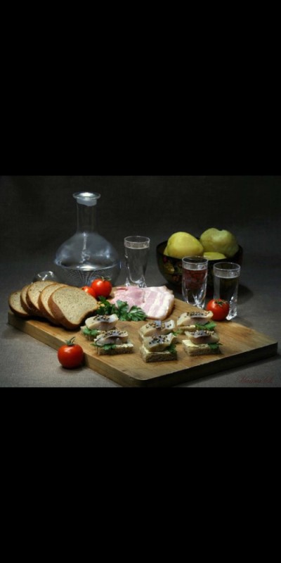 Create meme: bacon with vodka, vodka appetizer, still life with vodka