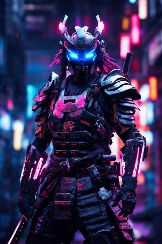 Create meme: Ronin Samurai Cyberpunk Neon, cyberpunk samurai, cybersamurai