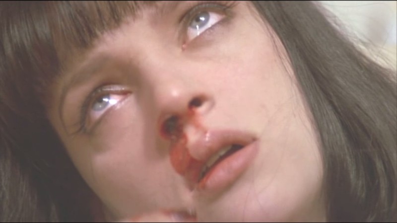 Create meme: pulp fiction , Pulp fiction by Mia Wallace, Pulp fiction nosebleed