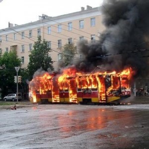 Create meme: the fire in the bus, bus fire pictures, metro burning bus