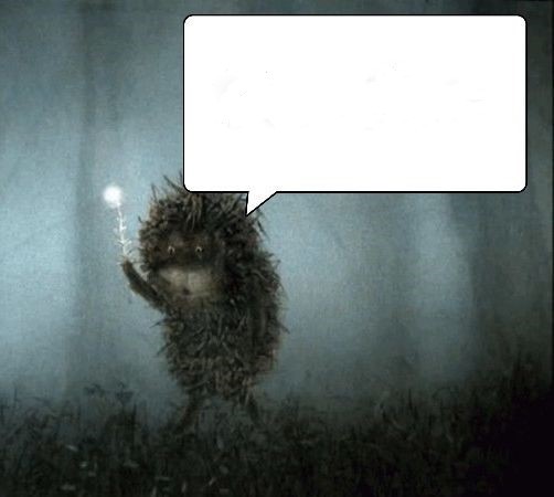 Create meme: hedgehog in the fog, hedgehog in the fog with a candle, hedgehog in the fog cartoon by Norstein