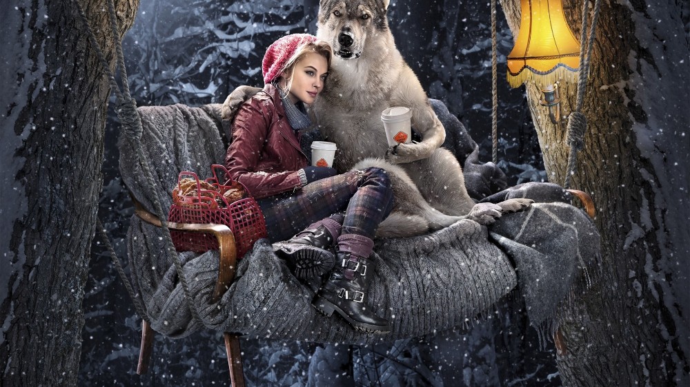 Создать мем: красная шапочка и волк любовь, девушка с волком зимой, девушка в зимнем лесу