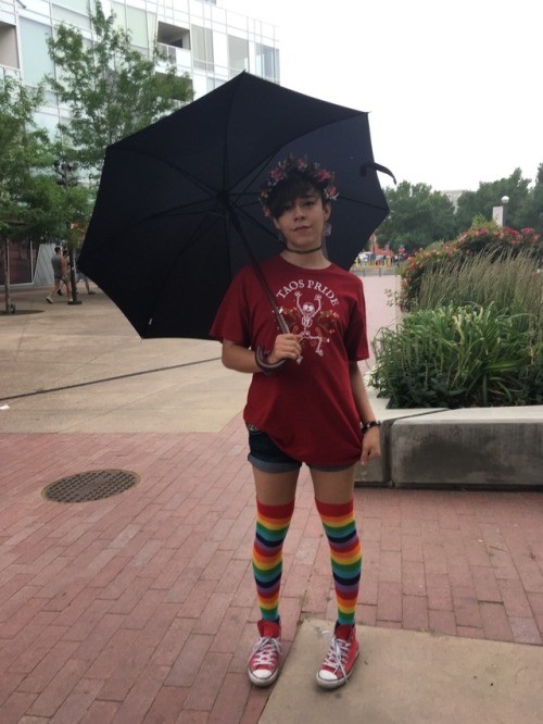 Create meme: Anton Karpenko femboy, A boy in girly clothes, rainbow knee socks for girls