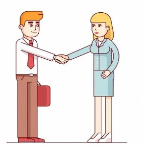 Create meme: handshake of a man and a woman drawing, business handshake, people shake hands flat illustration