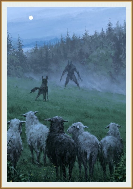 Create meme: sheep wolves and sheepdogs, Jakub rozalski is a werewolf and sheep, hogwarts mystery