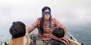 Create meme: blindfolded, bird box movie 2018, Sandra Bullock