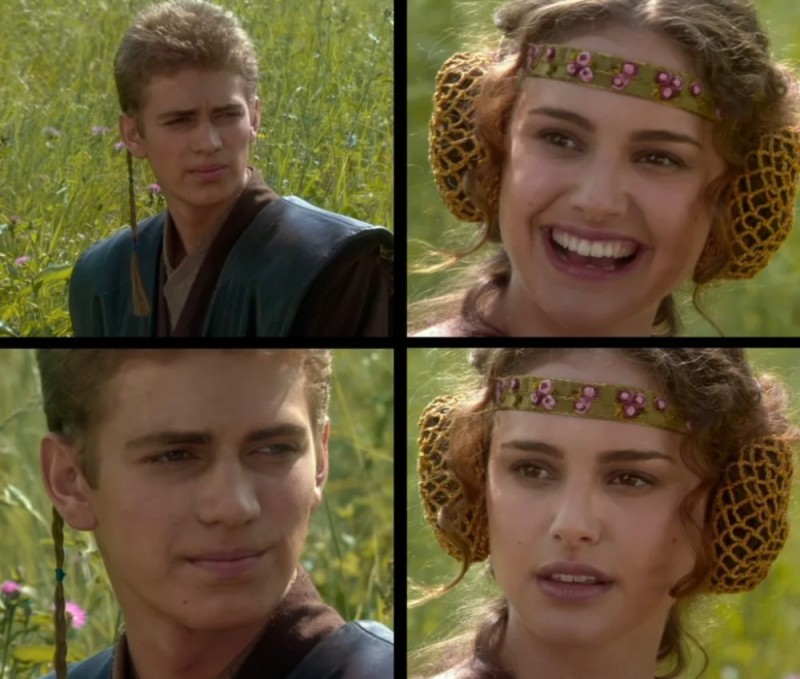 Create meme: Anakin and Princess Padme Meme, Anakin and Padme on a picnic meme, Anakin and Padme on a picnic