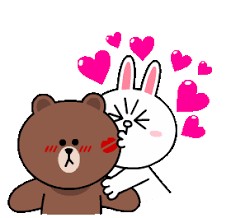 Create meme: line friends, bear and Bunny love