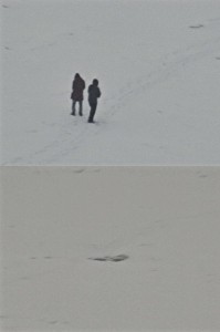Создать мем: человек в снегу, снежный человек йети, человек