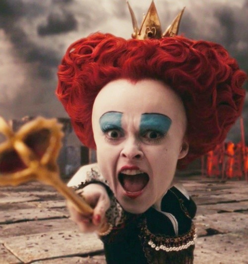 Create meme: The red Queen Alice in Wonderland, Helena Bonham Carter is the Queen of Hearts, Head off Alice in Wonderland