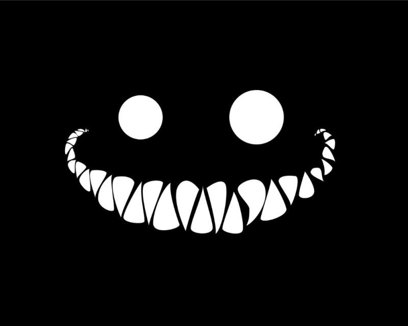 Create meme: smile monster, evil smile pattern, scary smile on black background