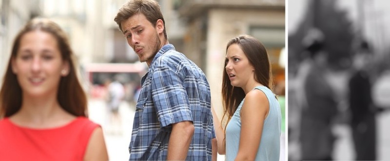 Создать мем: парень оглядывается на девушку мем, неверный парень, парень оглядывается на девушку