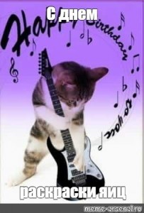 Создать мем: happy birthday коты с гитарами, поздравления с днём рождения мужчине гитаристу прикольные, кот с гитарой