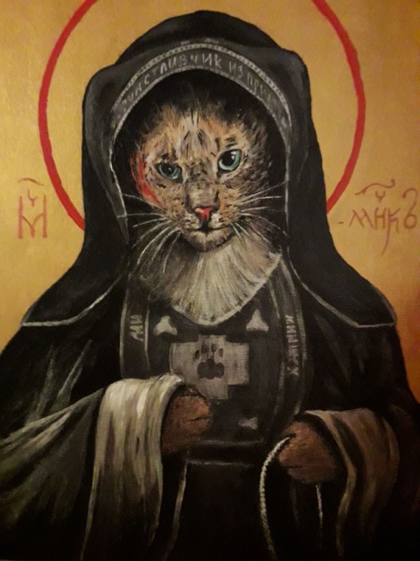 Создать мем: кот католик, кошачий арт, иллюстрация кот