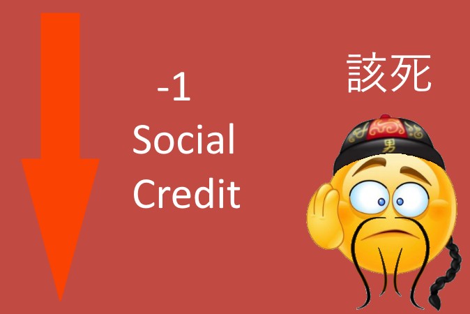 Create meme: text , social credit, emoticons social credit samurai