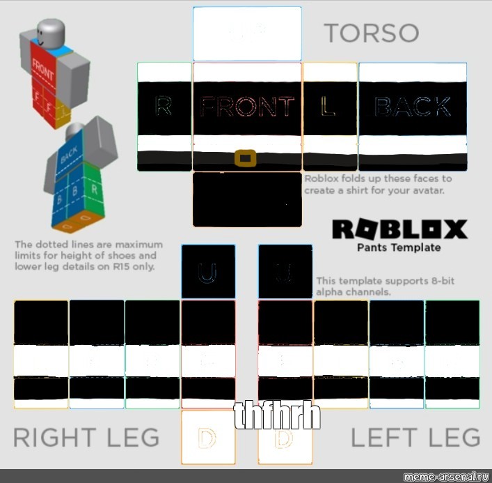 T-shirt Template With Scrambled Eggs and Striped Pants for Roblox -  Mediamodifier
