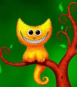 Создать мем: чешир, чеширский кот на дереве, открытка улыбнись прикольная