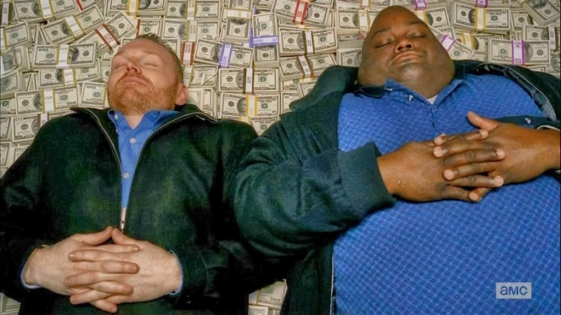 Create meme: the Negro on the money, breaking bad on money, lying on a pile of money