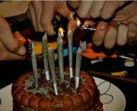 Create meme: birthday cake with candles, cake with jamb, items on the table