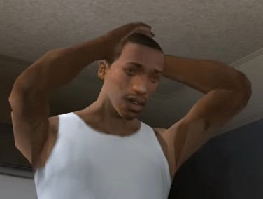 Create meme: grand theft auto , CJ holding his head, Carl Johnson 