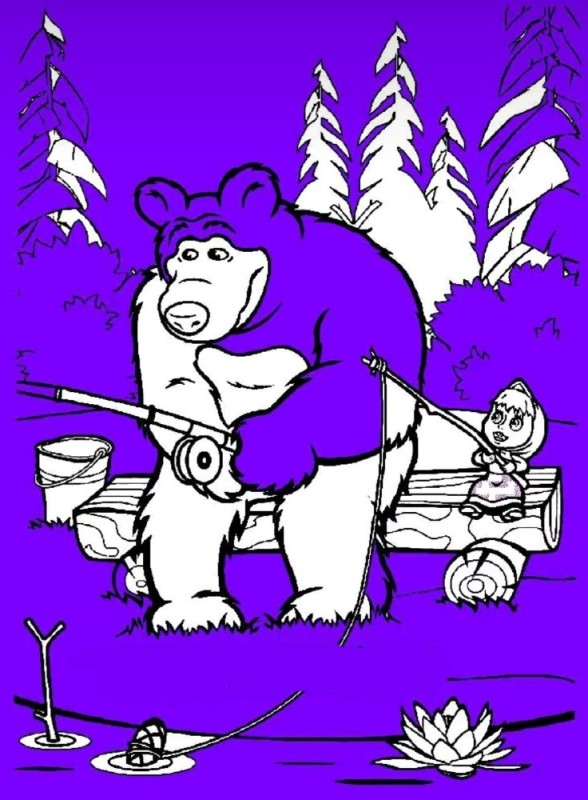 Create meme: masha and the bear coloring book, masha and the bear pencil drawing, masha and the bear coloring