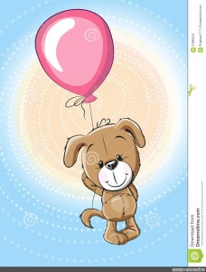 Создать мем: воздушный шарик собачка рисунок, мишка с шариками рисунок, мультяшный щенок с цветком