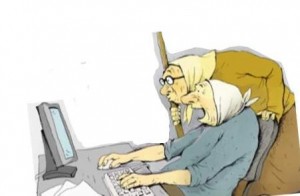 Создать мем: нипадохла карикатура, клавиатура, бабушка и компьютер юмор
