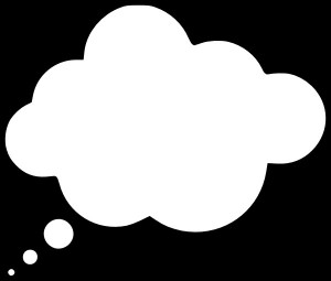Создать мем: белое облачко на черном фоне, облачко мыслей, думающее облако