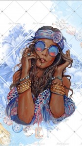 Create meme: illustrations boho, girl hippie art, hippie drawing art