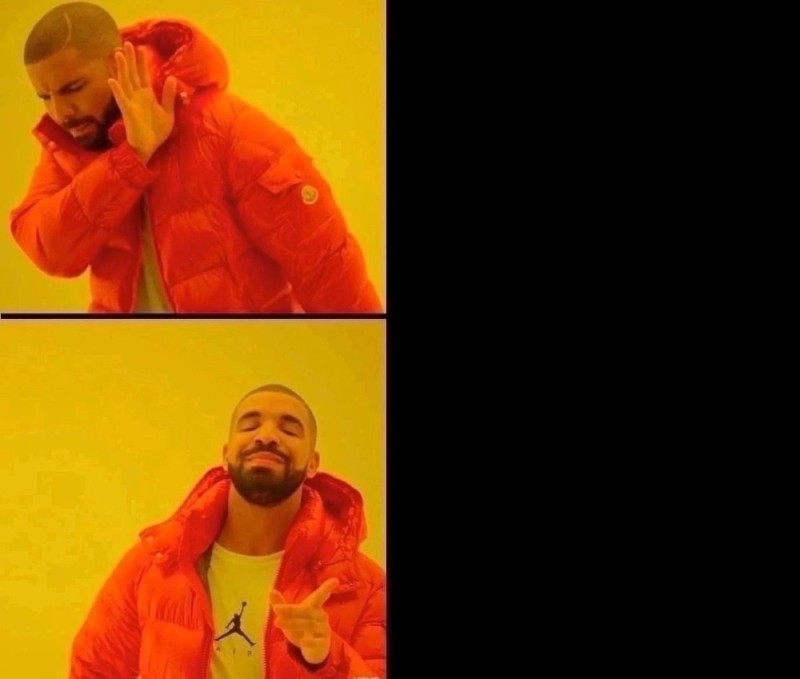 Создать мем: дрейк, мем с человеком в оранжевой куртке, drake мем