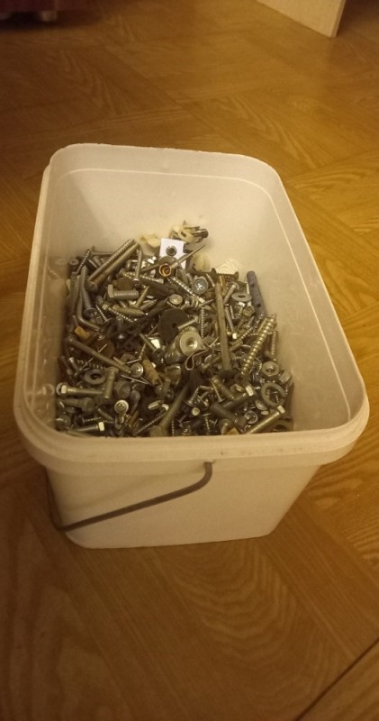 Create meme: box with bolts and nuts, screws, a bunch of screws