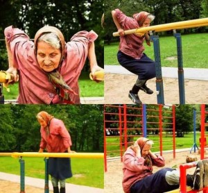 Create meme: exercise, sports grandmother, the gym teacher left before retirement
