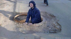 Create meme: manhole homeless, open hatch, Luke sewer failure