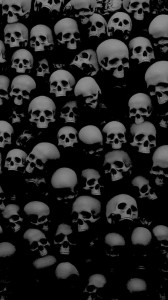 Create meme: background of the skull, many skulls, wall of skulls art